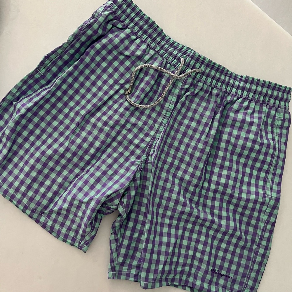 Vilebrequin Green & Purple Gingham Swim Trunks